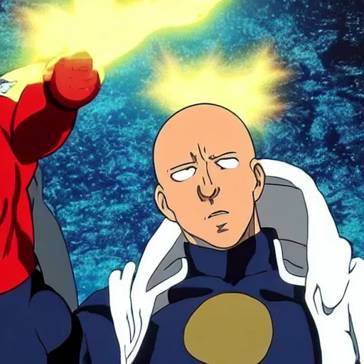 Image similar to vin diesel as saitama throwing a car into space