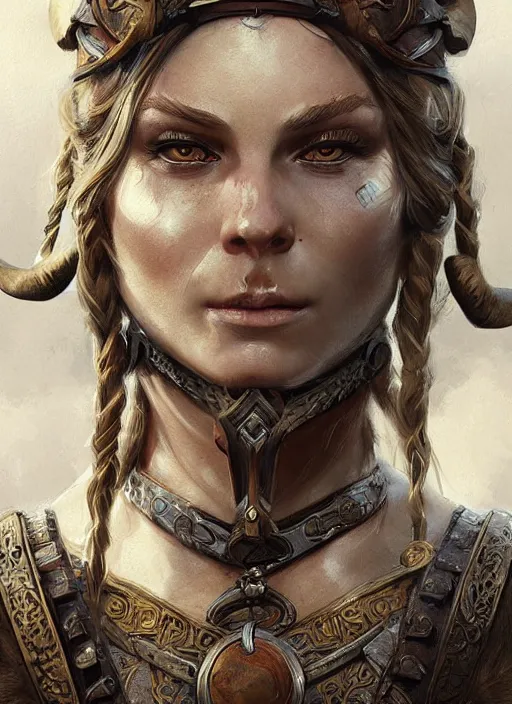 Image similar to digital _ painting _ of _ female viking _ by _ filipe _ pagliuso _ and _ justin _ gerard _ symmetric _ fantasy _ highly _ detailed _ realistic _ intricate _ port