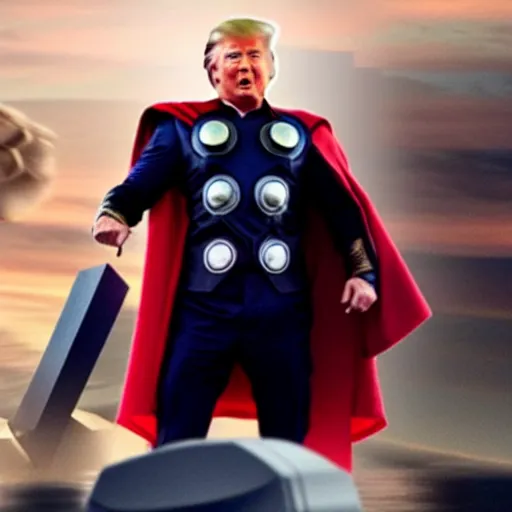 Image similar to cinematic still, donald trump as thor, avengers endgame ( 2 0 1 9 )