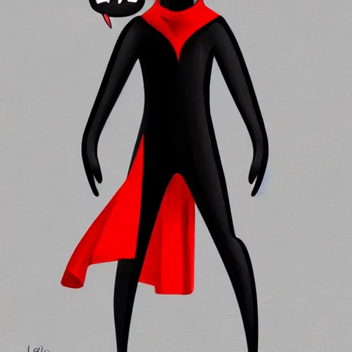 Prompt: little boy with cat ears in an black latex suit with red cape. digital artwork made by lois van baarle,