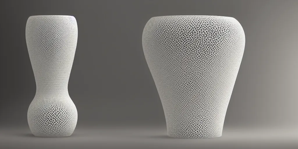 Prompt: honeycomb asymmetric melting big vase, on white background, 8k resolution, best color graded, vray beautiful, subsurface scatter, hyper-realistic render, octane render