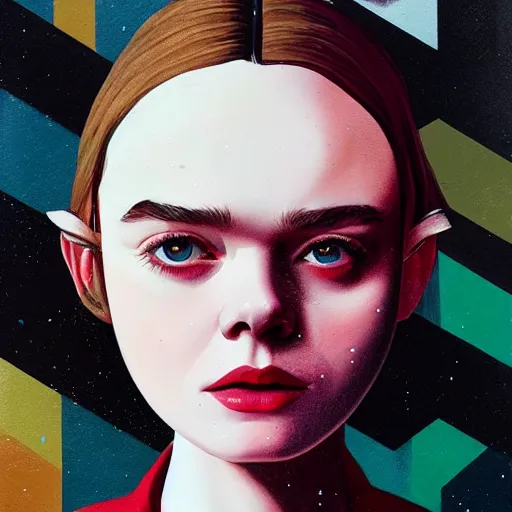 Image similar to Elle Fanning in The Shining picture by Sachin Teng, asymmetrical, dark vibes, Realistic Painting , Organic painting, Matte Painting, geometric shapes, hard edges, graffiti, street art:2 by Sachin Teng:4