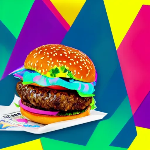 Prompt: a lisa frank style cheeseburger