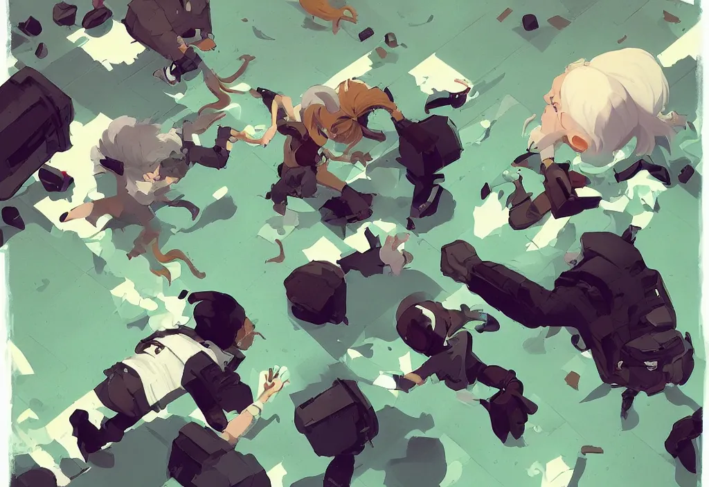 Image similar to joe biden shake hand with cute catgirl, epic debates, presidental elections candidates, cnn, fox news, fantasy, by atey ghailan, by greg rutkowski, by greg tocchini, by james gilleard, by joe gb fenton, dynamic lighting, gradient light green, brown, blonde cream, salad and white colors in scheme, grunge aesthetic