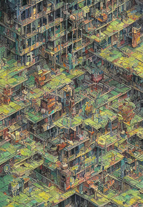 Image similar to [Underground colony with checkered!! flags, brutalism! and little mushrooms. Propaganda!!! poster!!!!!, intricate, elegant, highly detailed, digital painting, artstation, concept art, matte, sharp focus, illustration, art by Enki Bilal and Moebius]