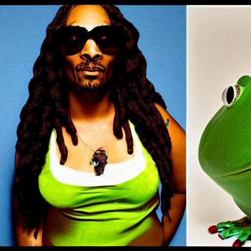 Image similar to Curvy Female body. Snoop Dogg. FROG.