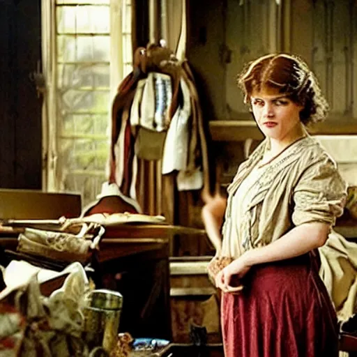 Image similar to scene from a 2 0 1 0 film set in 1 9 1 0 showing a woman