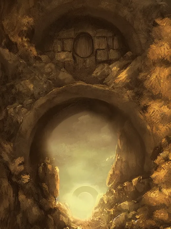 Prompt: beautiful digital detailed illustration painting of a stone archway in the moonlight game of thrones city