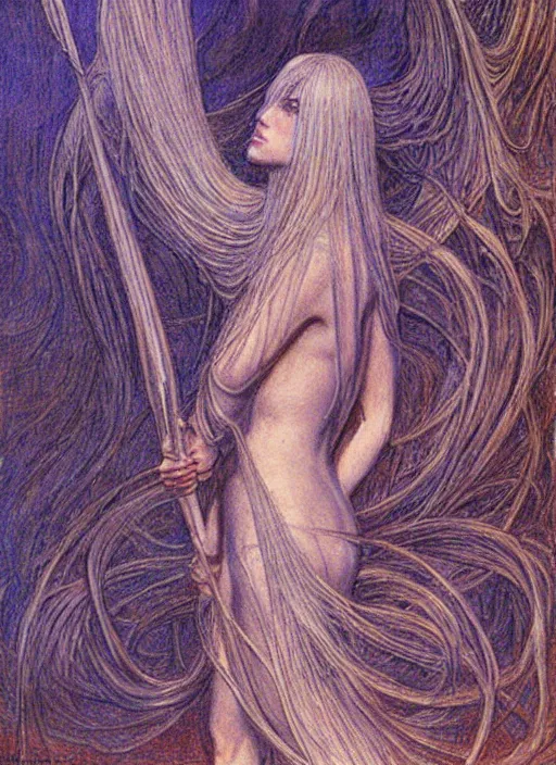 Prompt: malenia from elden ring drawn by jean delville