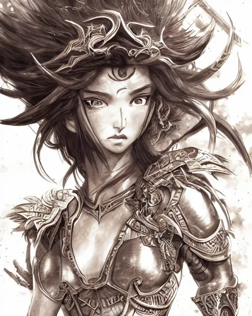 Image similar to A beautiful female warrior being killed by a witch, beautiful face, highly detailed face, close-up, fantasy art, female art, in the style of masami kurumada, illustration, epic, fantasy, intricate, hyper detailed, artstation, concept art, smooth, sharp focus, ray tracing