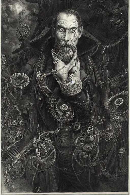 Image similar to amazing portrait of isaac dan der grimnebulin, human scientist, victorian, steampunk, highly detailed, photorealistic, symmetry, by gustave dore and billelis