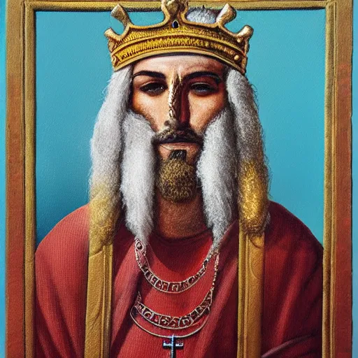Prompt: portrait of an ancient king