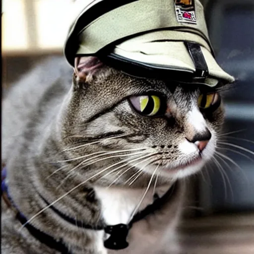 Image similar to a photo of a cat wearing a pilot's uniform