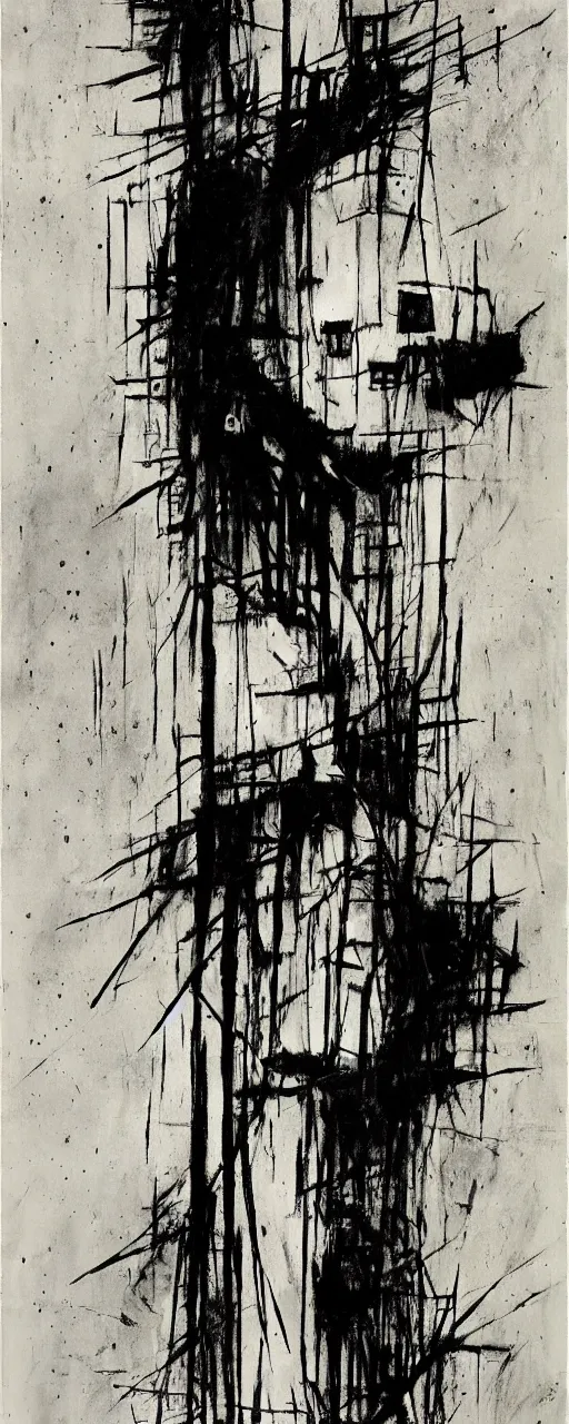 Image similar to alone in darkness, by bernard buffet and stephen gammell and emil nolde, 8 k, trending on artstation