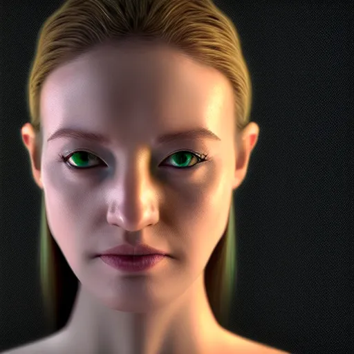 Prompt: vfx portrait of female android