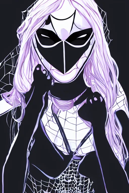 Prompt: a portrait of spider gwen in the style of cyberpunk,, single head, no double head,