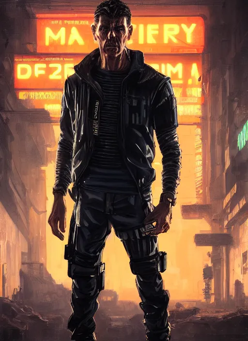 Image similar to andy griffith. cyberpunk mercenary in a cyberpunk jumpsuit ( blade runner 2 0 4 9, cyberpunk 2 0 7 7 ). orientalist portrait by john william waterhouse and james gurney and theodore ralli and nasreddine dinet, oil on canvas. cinematic, hyper realism, realistic proportions, dramatic lighting, high detail 4 k