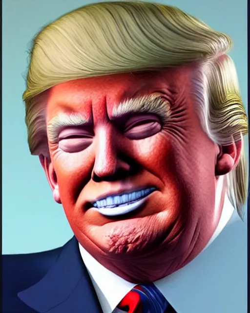 Prompt: donald trump with a smirky smile painted by artgerm and greg rutkowski, clear highly detailed, beautiful sci fi art, blue rim lighting