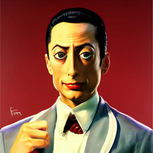 Image similar to ultra realistic portrait painting of pee wee herman as ken from street fighter, art by frank frazetta, 4 k, ultra realistic, highly detailed, epic lighting