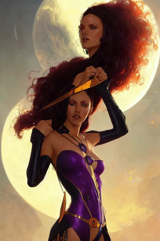 Image similar to aeon flux as starfire profile picture by Greg Rutkowski, dark orange skin, matte painting, intricate, fantasy concept art, elegant, by Stanley Artgerm Lau, WLOP, golden ratio, thomas kindkade, alphonse mucha, loish, norman Rockwell,