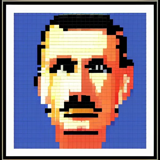 Prompt: pixel art portrait of adolf hitler