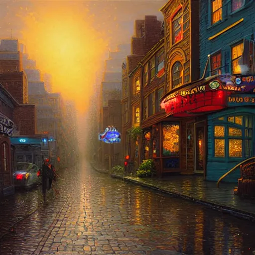 Prompt: boston by evgeny lushpin, thomas kinkade, igor zenin, gilbert williams, bruce pennington, paul lehr, martin johnson heade, andreas franke, patrick woodroffe, michael whelan, josephine wall, todd schorr, dan mumford, raphael lacoste, tim hildebrandt, jeffrey smith, rhads, marianne north, craig mullins