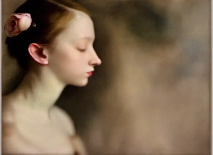 Prompt: portrait photography of a beautiful woman how Degas beauty type being real woman in style of Antoine D'Agata', britt marling style 3/4 , natural color skin like porcellain pointed in rose, long hair with ornamental hairstyle, full body dressed with a ethereal transparent voile dress embrached another woman like her, 8K, soft focus, melanchonic rose soft light, volumetric lighting, highly detailed Realistic, Refined, Highly Detailed, natural point rose', indoor soft lighting, soft delicate lighting colors scheme, soft blur lighting, fine art fashion photography