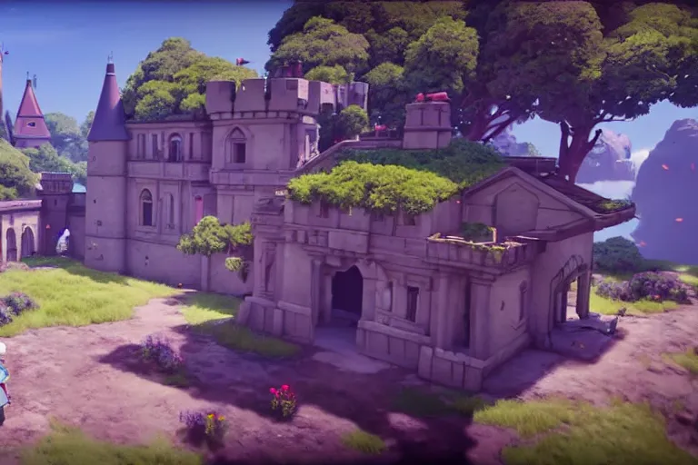 Image similar to game trailer of a semi realistic first person studio ghibli, pixar and disney animation, sharp, shooter game trailer on victorian castle, castle landscape, rendered in unreal engine 5, cinematic lighting, ray tracing, unreal engine 5, photorealistic