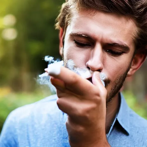 Prompt: a guy smoking a joint very fast