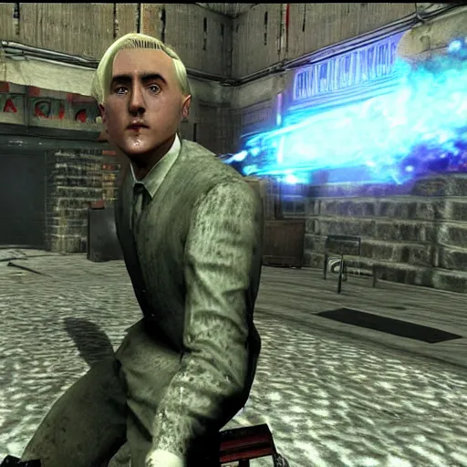 Image similar to Draco Malfoy! in the call of duty zombies map Tranzit, screenshot!!, BO2 Tranzit!!!,