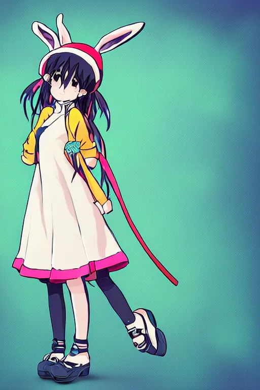 Image similar to Tonemapped cheerful Anime girl with bunny hat in the style of Makoto Shinkai and Clamp