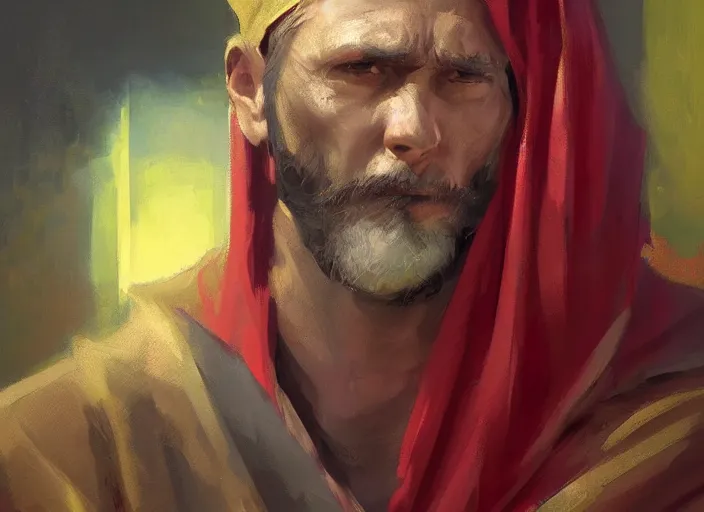 Prompt: greg manchess oil matte portrait painting, monk in red mantle and full emerald mask, enigmatic, medieval, fantasy, wonderful masterpiece highly detailed, roman aesthetic, beautiful cinematic light deep focus, elegant, digital painting, smooth, sharp focus, golden ratio, dramatic illumination, ultra realistic, 4 k, art by greg rutkowski wlop rossdraws