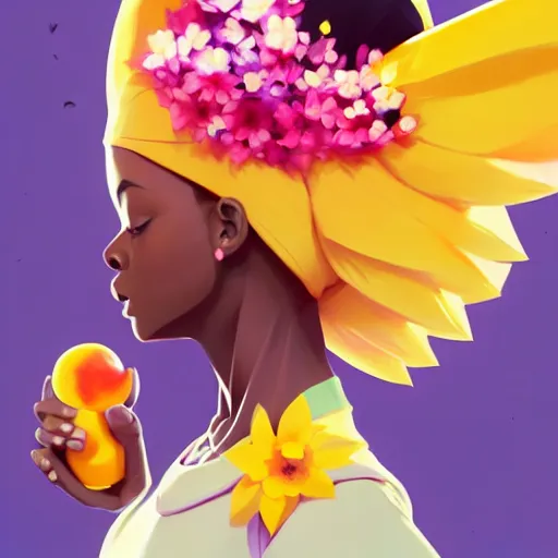 Image similar to body icon stylized minimalist an african girl in a pikatchu costume surrounded by cherry blossoms, loftis, cory behance hd by jesper ejsing, by rhads, makoto shinkai and lois van baarle, ilya kuvshinov, rossdraws, global illumination