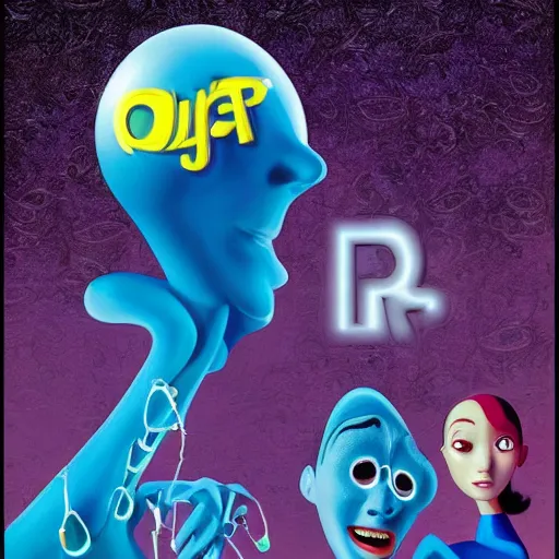 Image similar to A beautiful digital art. human technology that had become haunted, possessed by quick, gleaming cleverness. Pixar's 'Up', graphic novel by Jeff Koons ornate