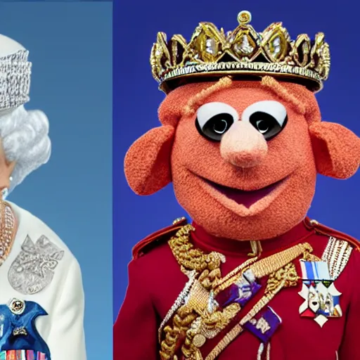 Prompt: the queen of england as a muppet