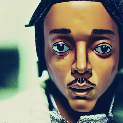 Prompt: “an award winning photograph of an action figure doll of Kendrick Lamar, the rapper, hip hop artist, dressed as a scientist”