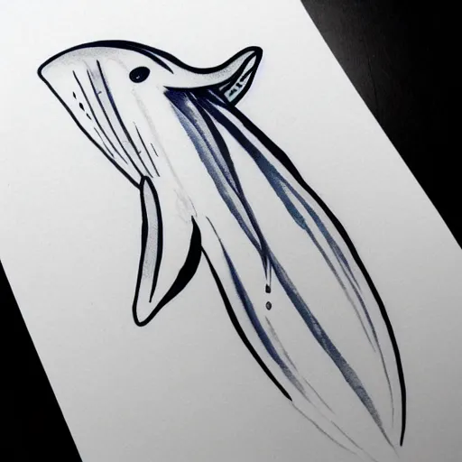 Image similar to white spermwhale in the ocean, awardwinning elegant modern tattoo design sketch on white background