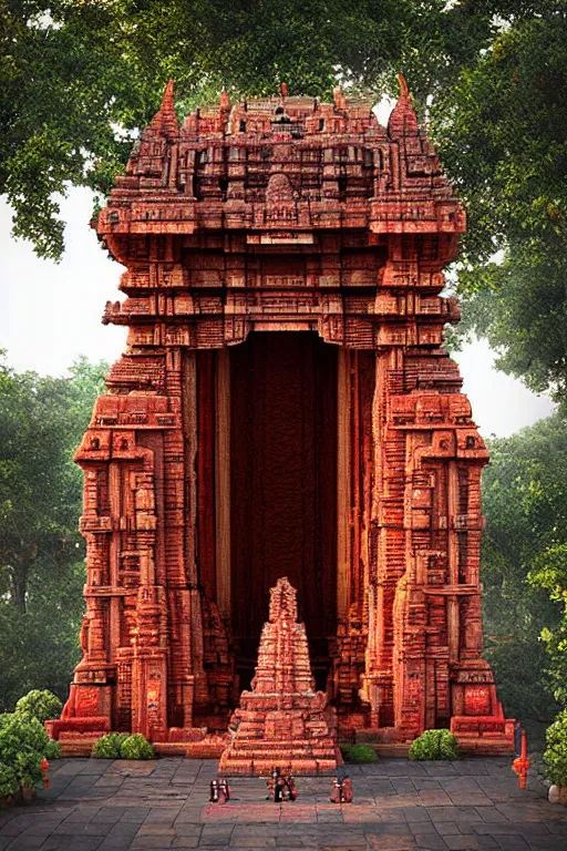 Image similar to alien portal made out of hindu temples by stanley kubrick and tooth wu and wlop and beeple