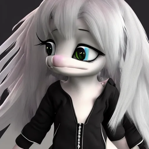 Image similar to cute fumo plush of a dragon girl, monster girl, vray, black and white