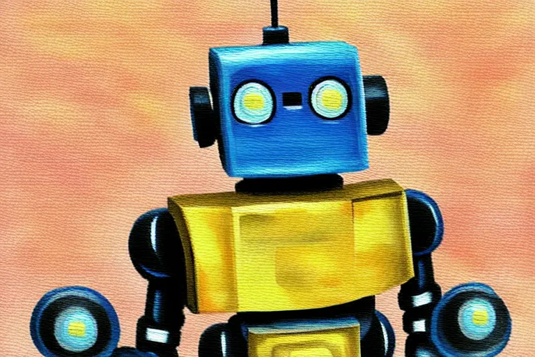 Image similar to a cute little robots painting by buckerminster fuler