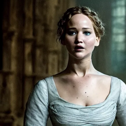 Image similar to jennifer lawrence is the monster, still from the movie mary shelley's frankenstein