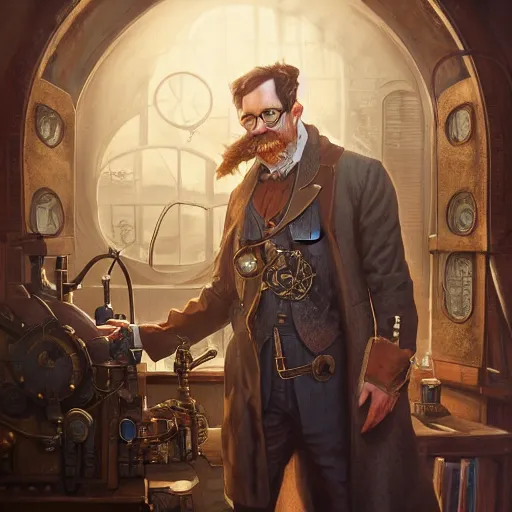 Image similar to steampunk doctor, highly detailed, d & d, fantasy, highly detailed, digital painting, trending on artstation, concept art, sharp focus, illustration, global illumination, shaded, art by artgerm and greg rutkowski and fuji choko and viktoria gavrilenko and hoang lap
