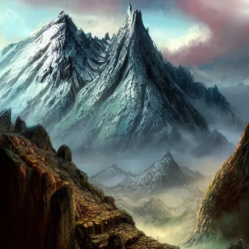 Image similar to Erebor the Lonely Mountain from the Hobbit, by Marc Simonetti