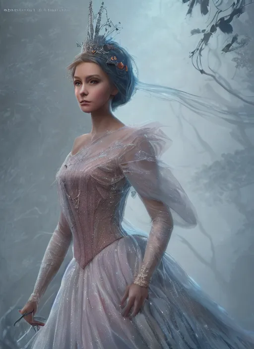 Image similar to detailed full body concept art illustration matte painting of a Disney princess in full intricate clothing, ultra detailed, digital art, octane render, 4K, dystopian, micro details