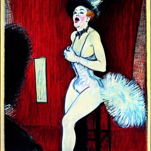 Image similar to nicole kidman entertaining cabaret audience, toulouse - lautrec, high resolution