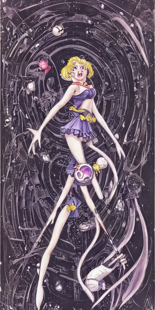 Prompt: Sailor Moon by H. R. Giger