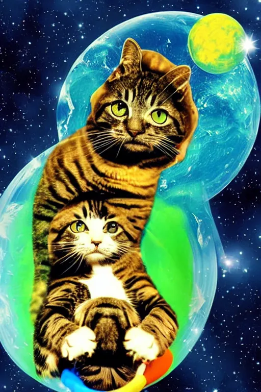 Prompt: A Bob Marley cat floating in space with cannabis