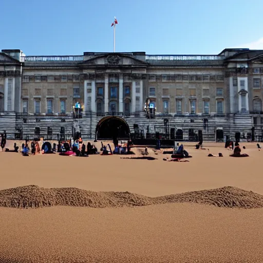 Image similar to buckingham palace as a sandcastle