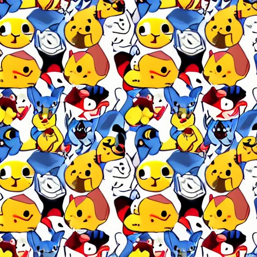 Image similar to pattern of pokeballs and mews