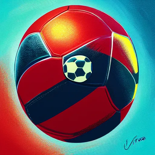 Prompt: detailed illustration of a football ball by alena aenami and annato finnstark